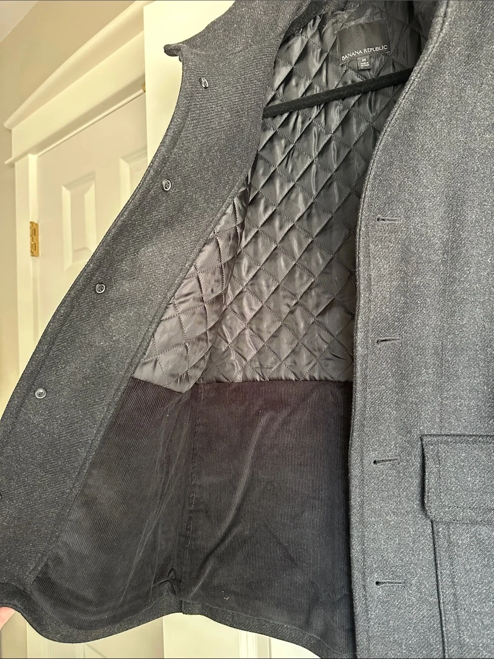 Banana Republic Men's Dark Gray Wool-Blend Pea Coat